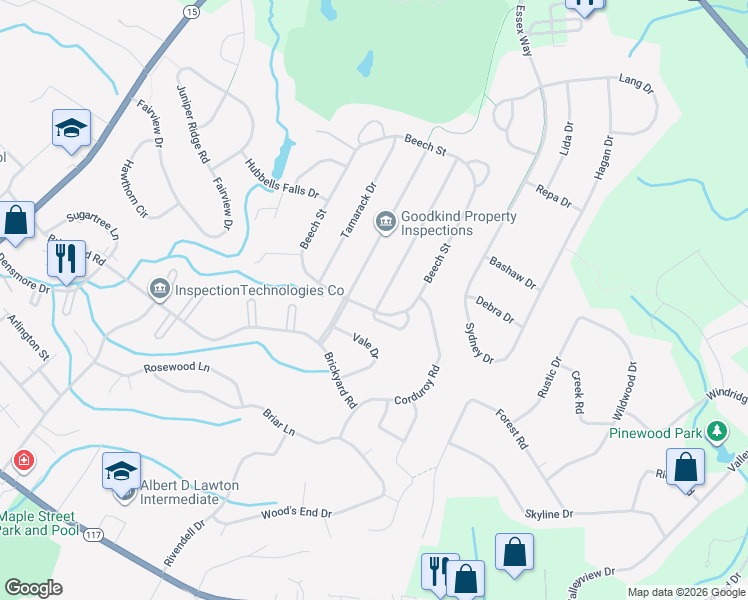 map of restaurants, bars, coffee shops, grocery stores, and more near 2 Aspen Drive in Essex