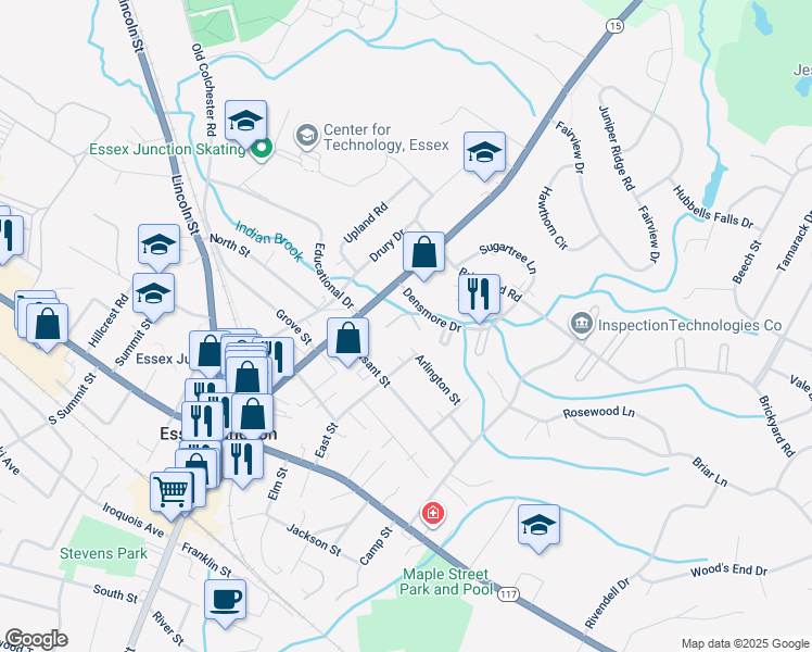 map of restaurants, bars, coffee shops, grocery stores, and more near 326 Sherwood Square in Essex