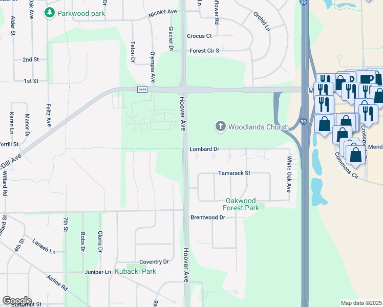map of restaurants, bars, coffee shops, grocery stores, and more near 281 Shannon Court in Plover