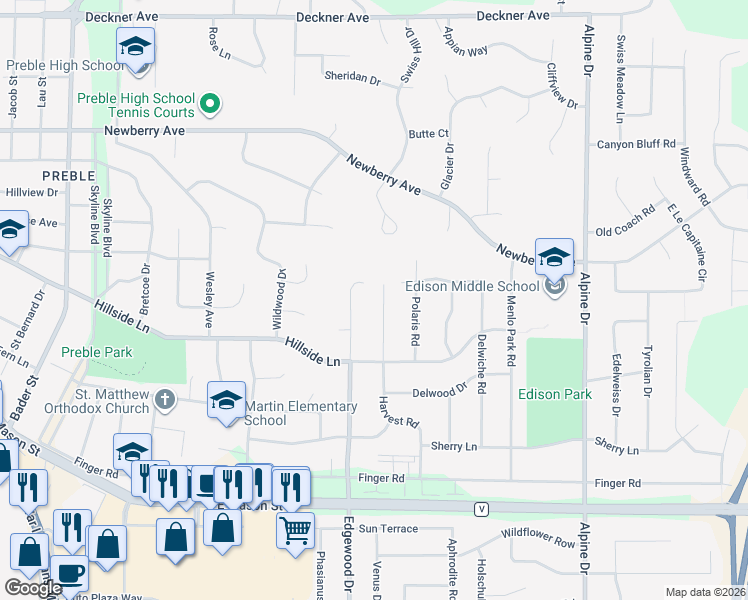 map of restaurants, bars, coffee shops, grocery stores, and more near 468 Harvest Road in Green Bay