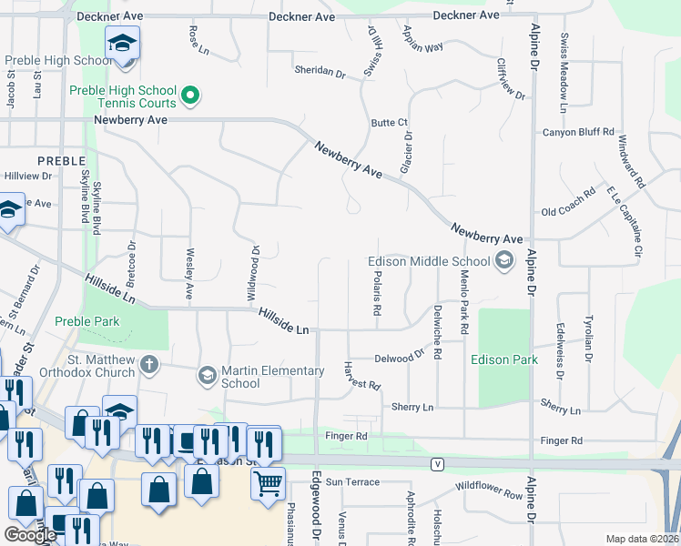 map of restaurants, bars, coffee shops, grocery stores, and more near 468 Harvest Road in Green Bay