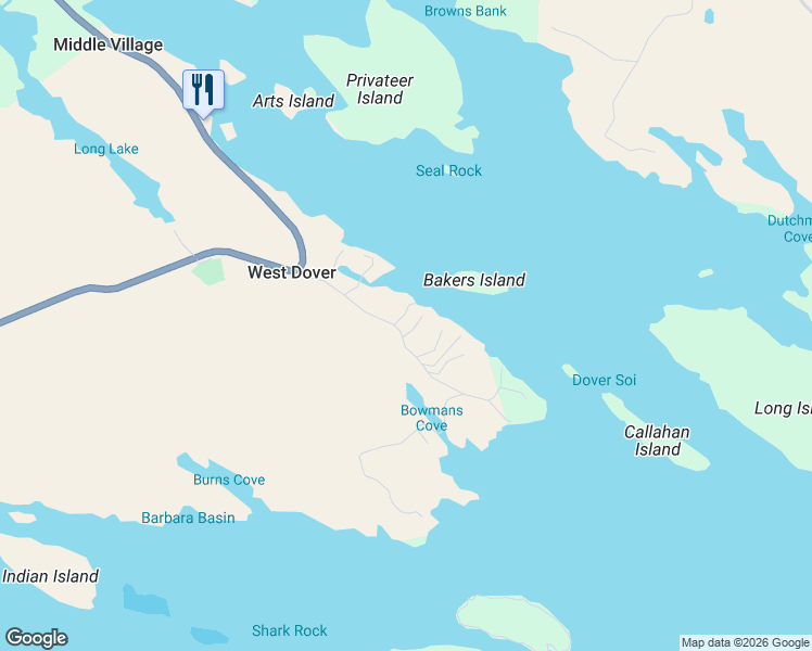 map of restaurants, bars, coffee shops, grocery stores, and more near 78 West Dover Road in West Dover