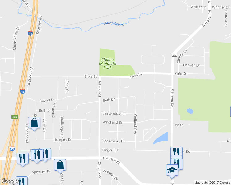 map of restaurants, bars, coffee shops, grocery stores, and more near 444 McAuliffe Heights Trail in Green Bay