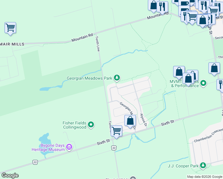 map of restaurants, bars, coffee shops, grocery stores, and more near 23 Connor Avenue in Collingwood