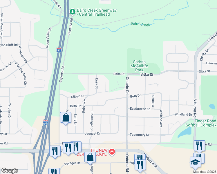 map of restaurants, bars, coffee shops, grocery stores, and more near 427 Gilbert Court in Green Bay