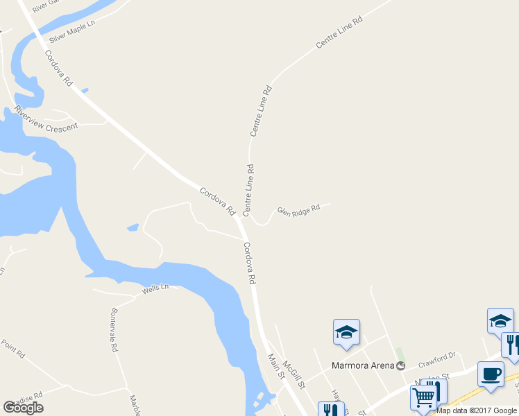 map of restaurants, bars, coffee shops, grocery stores, and more near 3 Glen Ridge Road in Marmora