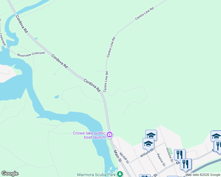 map of restaurants, bars, coffee shops, grocery stores, and more near 3 Glen Ridge Road in Marmora