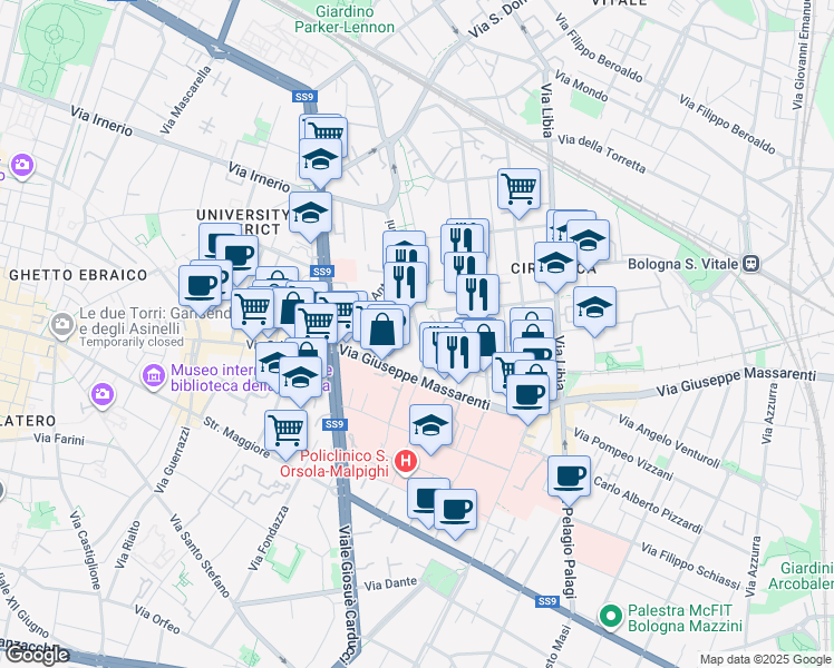 map of restaurants, bars, coffee shops, grocery stores, and more near 1 Via Goffredo Zaccherini in Imola