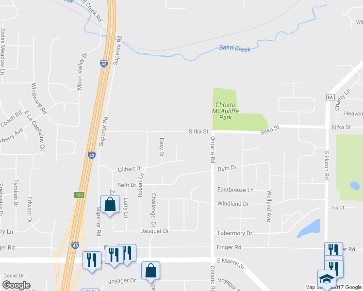 map of restaurants, bars, coffee shops, grocery stores, and more near 427 Gilbert Court in Green Bay