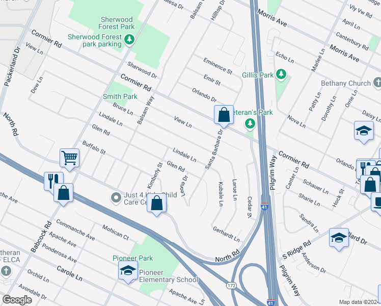 map of restaurants, bars, coffee shops, grocery stores, and more near 1360 Lindale Lane in Green Bay