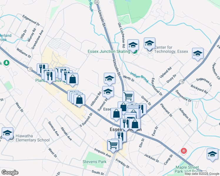 map of restaurants, bars, coffee shops, grocery stores, and more near 9 Prospect Street in Essex