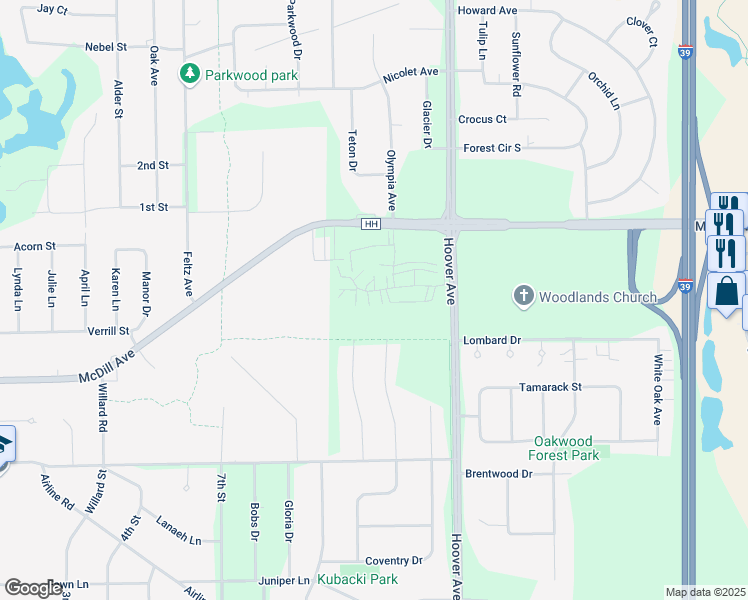 map of restaurants, bars, coffee shops, grocery stores, and more near 2055 Windsor Court in Plover