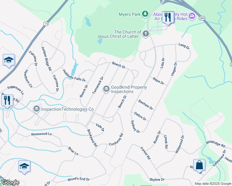map of restaurants, bars, coffee shops, grocery stores, and more near 18 Aspen Drive in Essex