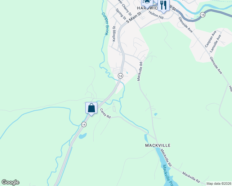map of restaurants, bars, coffee shops, grocery stores, and more near 181 Vermont 14 in Hardwick