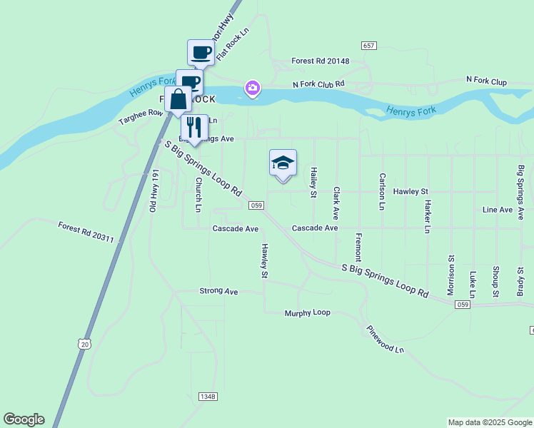 map of restaurants, bars, coffee shops, grocery stores, and more near 4261 Hawley Street in Island Park