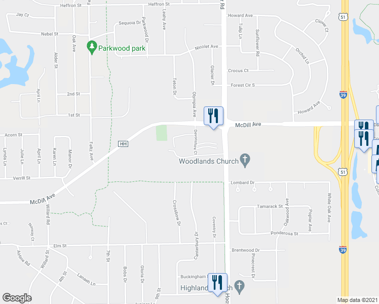map of restaurants, bars, coffee shops, grocery stores, and more near 2055 Windsor Court in Plover