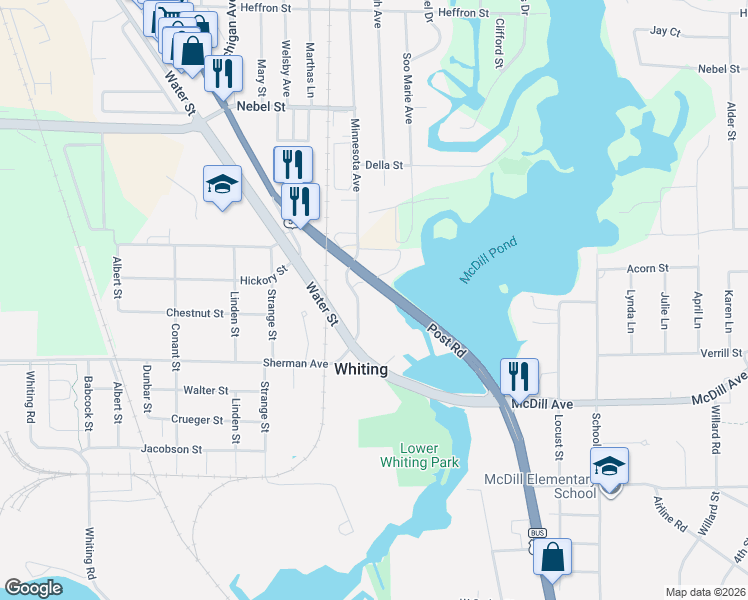 map of restaurants, bars, coffee shops, grocery stores, and more near 3641 Minnesota Avenue in Stevens Point