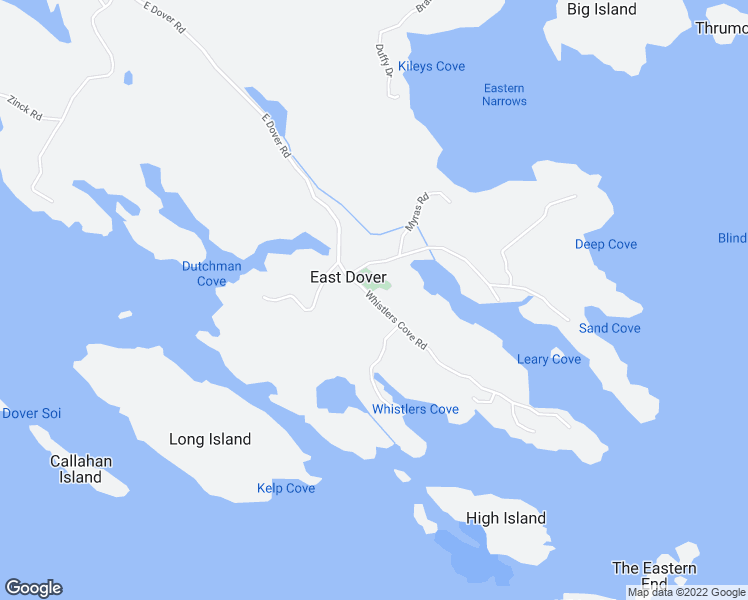 map of restaurants, bars, coffee shops, grocery stores, and more near Whistlers Cove Road in East Dover