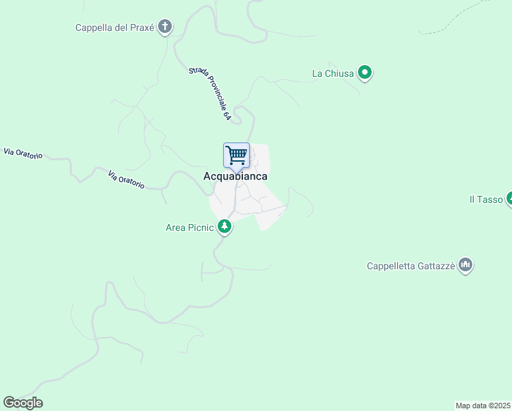 map of restaurants, bars, coffee shops, grocery stores, and more near 43 Via Acquabianca in Acquabianca