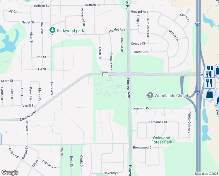 map of restaurants, bars, coffee shops, grocery stores, and more near 2055 Windsor Court in Plover