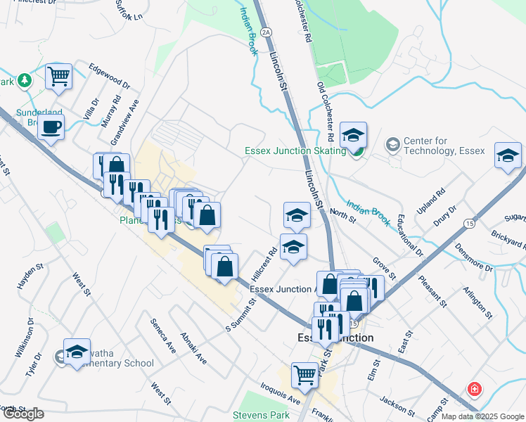 map of restaurants, bars, coffee shops, grocery stores, and more near 39 Prospect Street in Essex