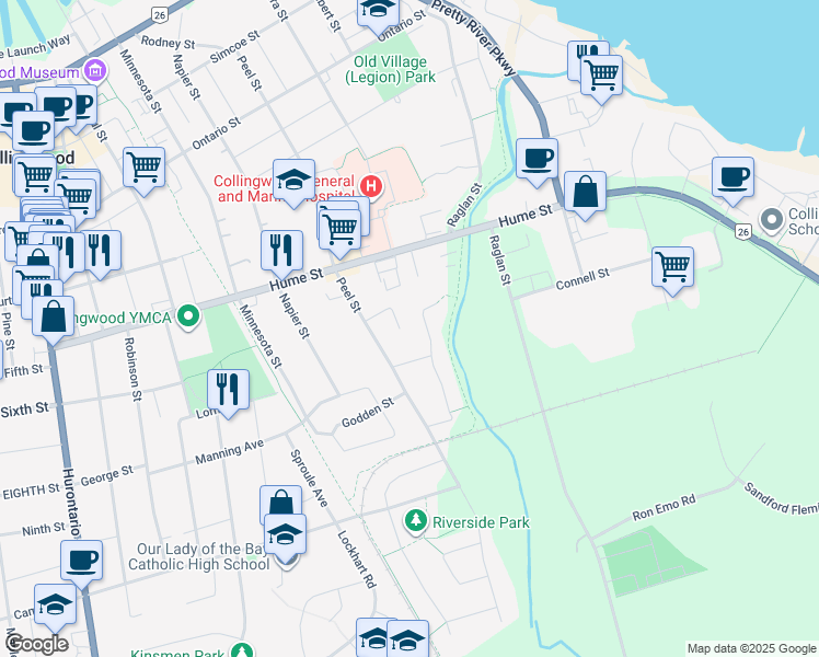 map of restaurants, bars, coffee shops, grocery stores, and more near 10 Harben Court in Collingwood