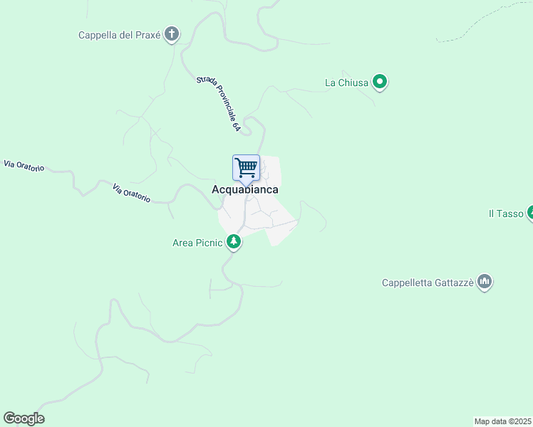 map of restaurants, bars, coffee shops, grocery stores, and more near 43 Via Acquabianca in Acquabianca