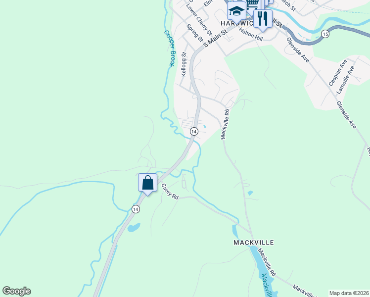 map of restaurants, bars, coffee shops, grocery stores, and more near 181 Vermont 14 in Hardwick