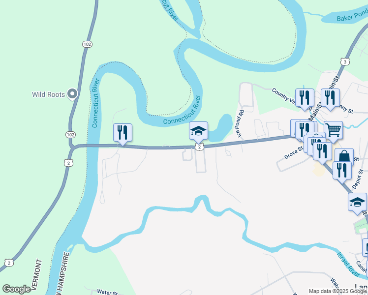 map of restaurants, bars, coffee shops, grocery stores, and more near 61 Bridge Street in Lancaster