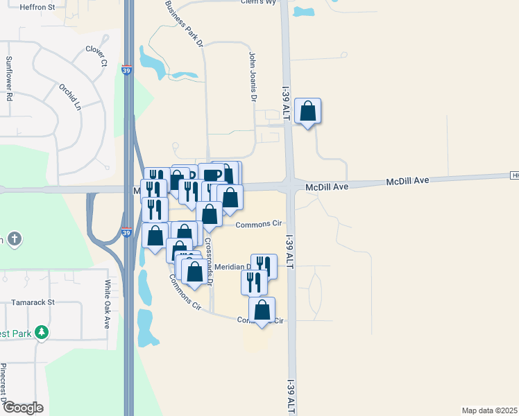 map of restaurants, bars, coffee shops, grocery stores, and more near 150 Crossroads Drive in Plover