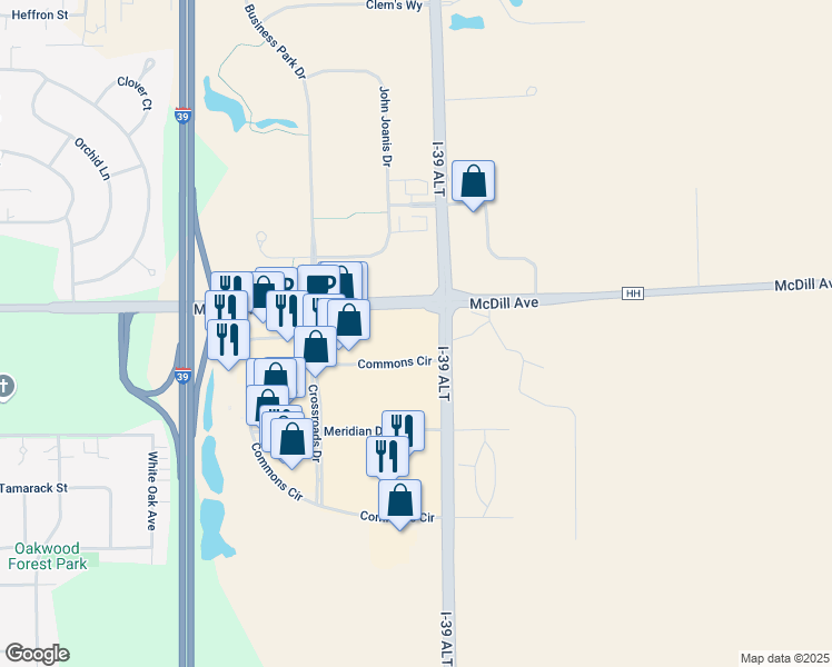 map of restaurants, bars, coffee shops, grocery stores, and more near 150 Crossroads Drive in Plover