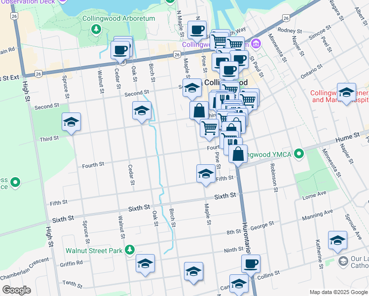 map of restaurants, bars, coffee shops, grocery stores, and more near 268 Beech Street in Collingwood