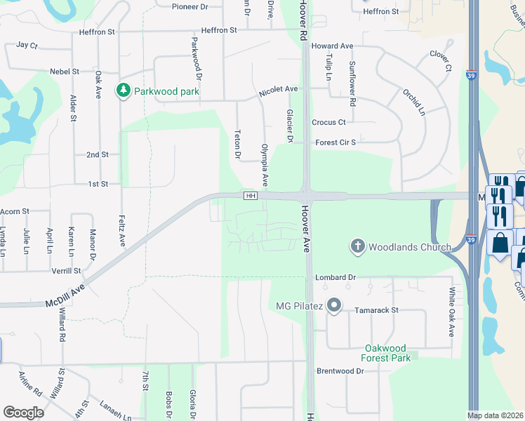 map of restaurants, bars, coffee shops, grocery stores, and more near 2055 Windsor Court in Plover
