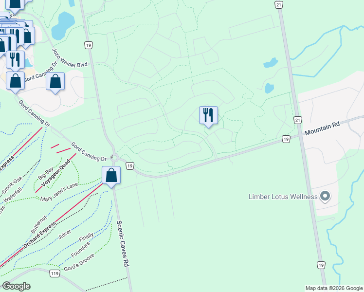 map of restaurants, bars, coffee shops, grocery stores, and more near 349 Yellow Birch Crescent in Grey County