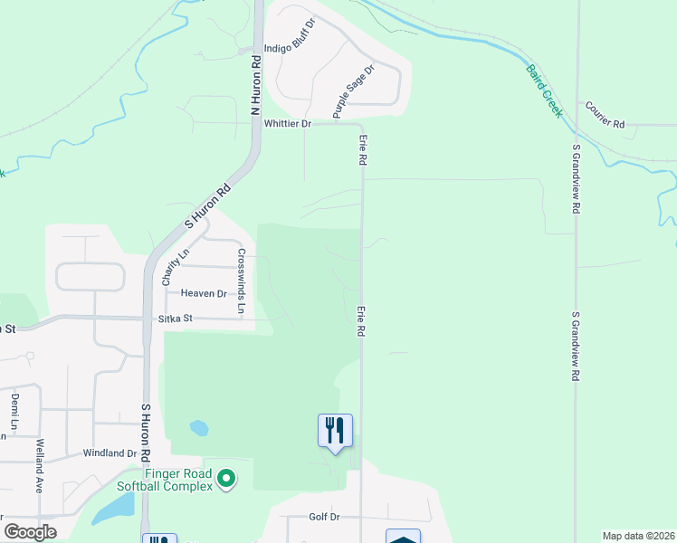 map of restaurants, bars, coffee shops, grocery stores, and more near 250 Erie Road in Green Bay