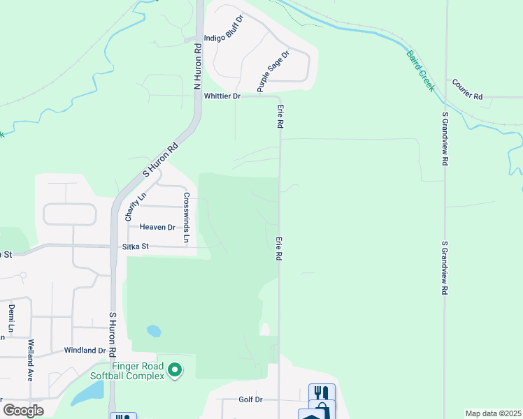 map of restaurants, bars, coffee shops, grocery stores, and more near 250 Erie Road in Green Bay