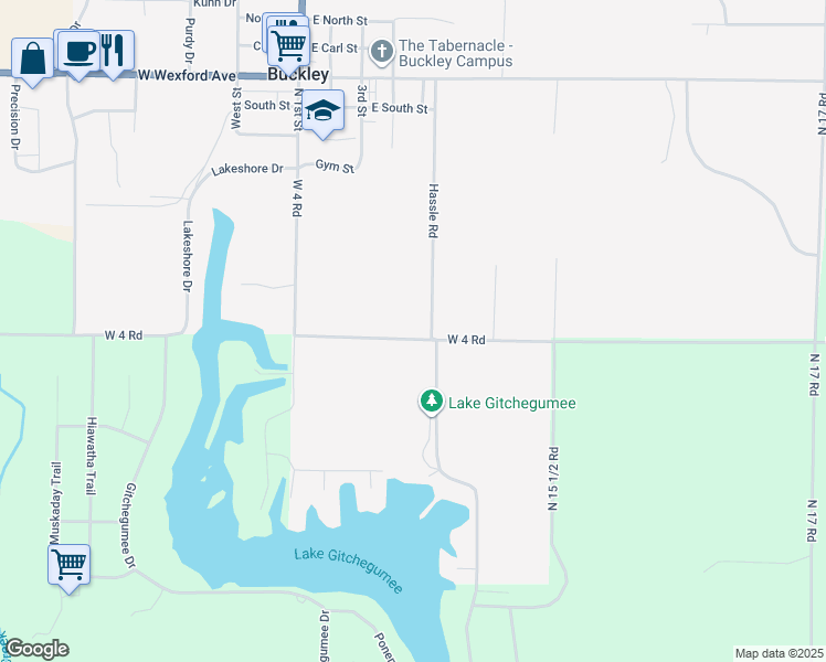 map of restaurants, bars, coffee shops, grocery stores, and more near 4600 West 4 Road in Buckley