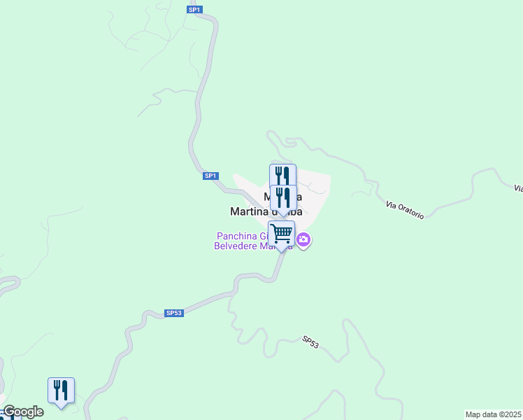map of restaurants, bars, coffee shops, grocery stores, and more near 1 Via Oratorio in Martina