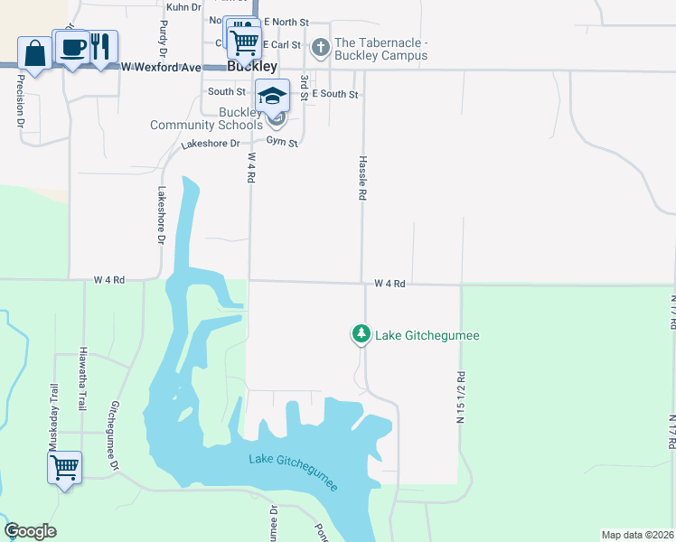 map of restaurants, bars, coffee shops, grocery stores, and more near 4746-4966 West 4 Road in Buckley