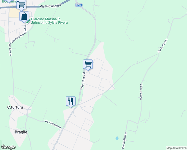 map of restaurants, bars, coffee shops, grocery stores, and more near 5/1 Via di Vagno Giuseppe in Corallo-Sveglia