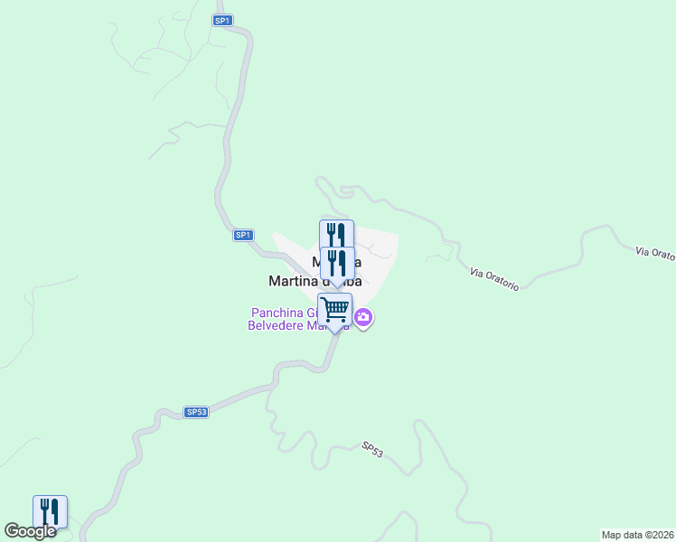 map of restaurants, bars, coffee shops, grocery stores, and more near 8 Via Fontana in Martina