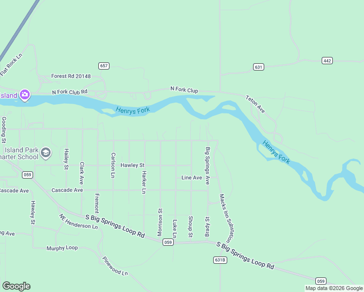 map of restaurants, bars, coffee shops, grocery stores, and more near 4192 South Big Springs Road in Island Park