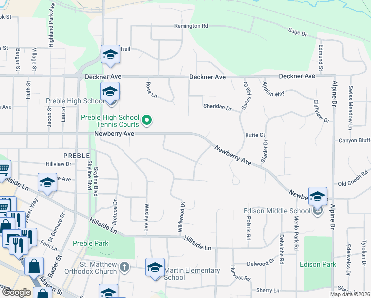 map of restaurants, bars, coffee shops, grocery stores, and more near 2473 Morning Star Trail in Green Bay