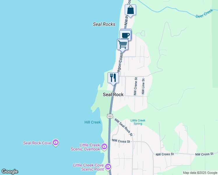 map of restaurants, bars, coffee shops, grocery stores, and more near in Seal Rock