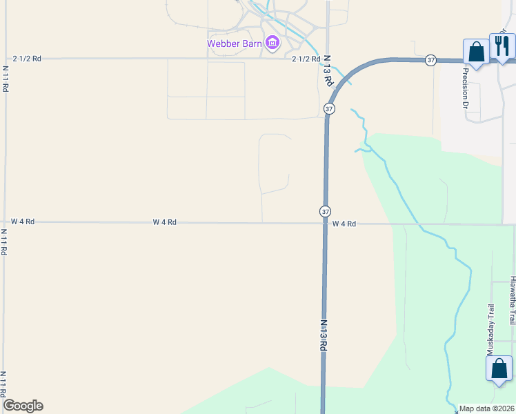 map of restaurants, bars, coffee shops, grocery stores, and more near 6328-6998 West 4 Road in Mesick