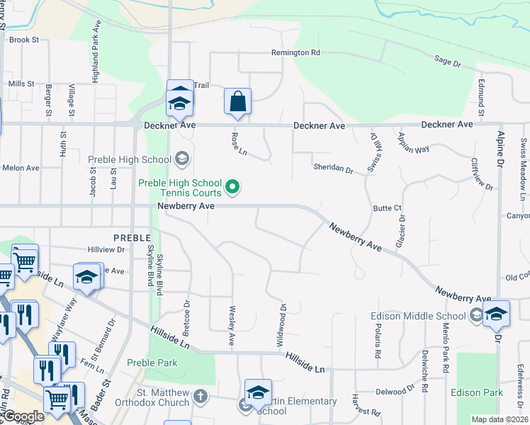 map of restaurants, bars, coffee shops, grocery stores, and more near 2424 Newberry Avenue in Green Bay