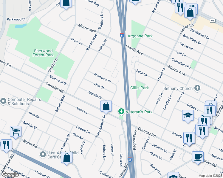 map of restaurants, bars, coffee shops, grocery stores, and more near 1356 Emir Street in Green Bay