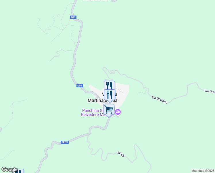 map of restaurants, bars, coffee shops, grocery stores, and more near 4 Via Oratorio in Martina