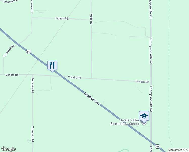 map of restaurants, bars, coffee shops, grocery stores, and more near 18023 Wells Road in Thompsonville