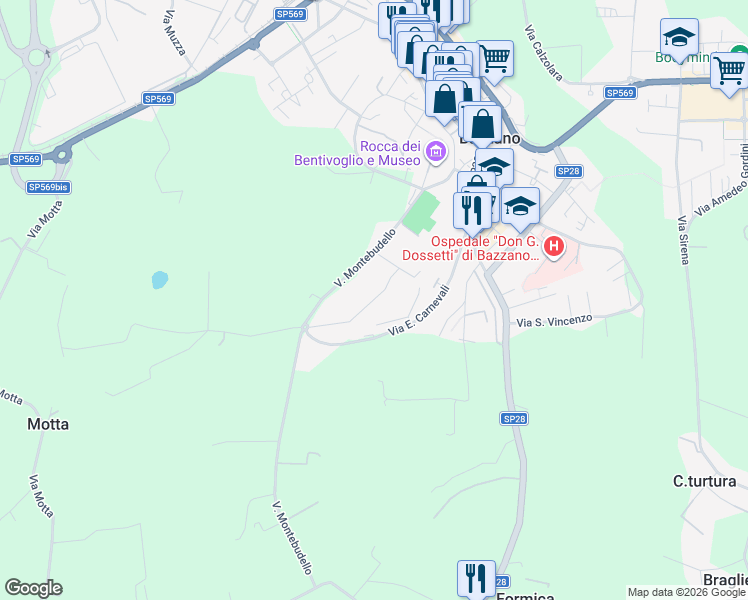 map of restaurants, bars, coffee shops, grocery stores, and more near 19 Via Stella in Bazzano